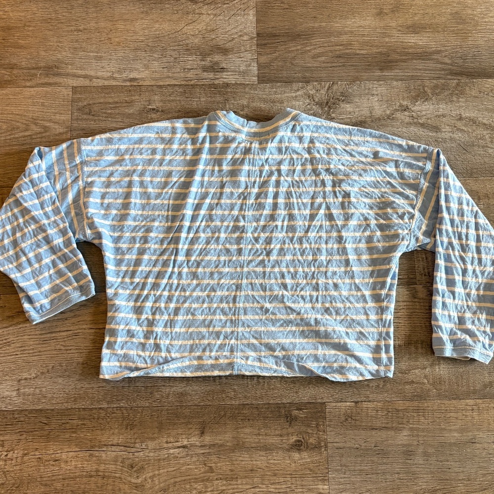 SOLAI the Label Striped Top Blue White 100% Cotton Long sleeve crop top - Picture 4 of 9